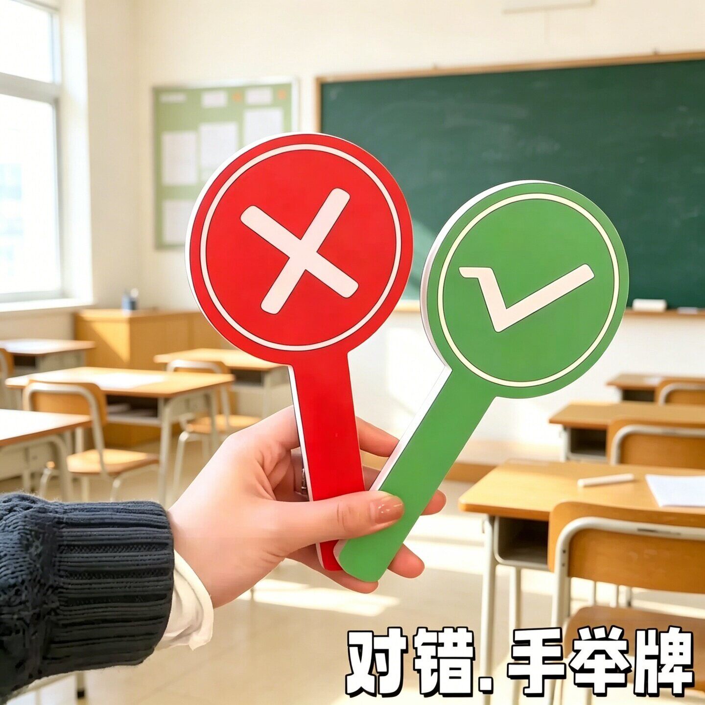 旅行趣味拍照打卡对错牌创意搞怪举牌新款双面应援棒道具手持牌图片