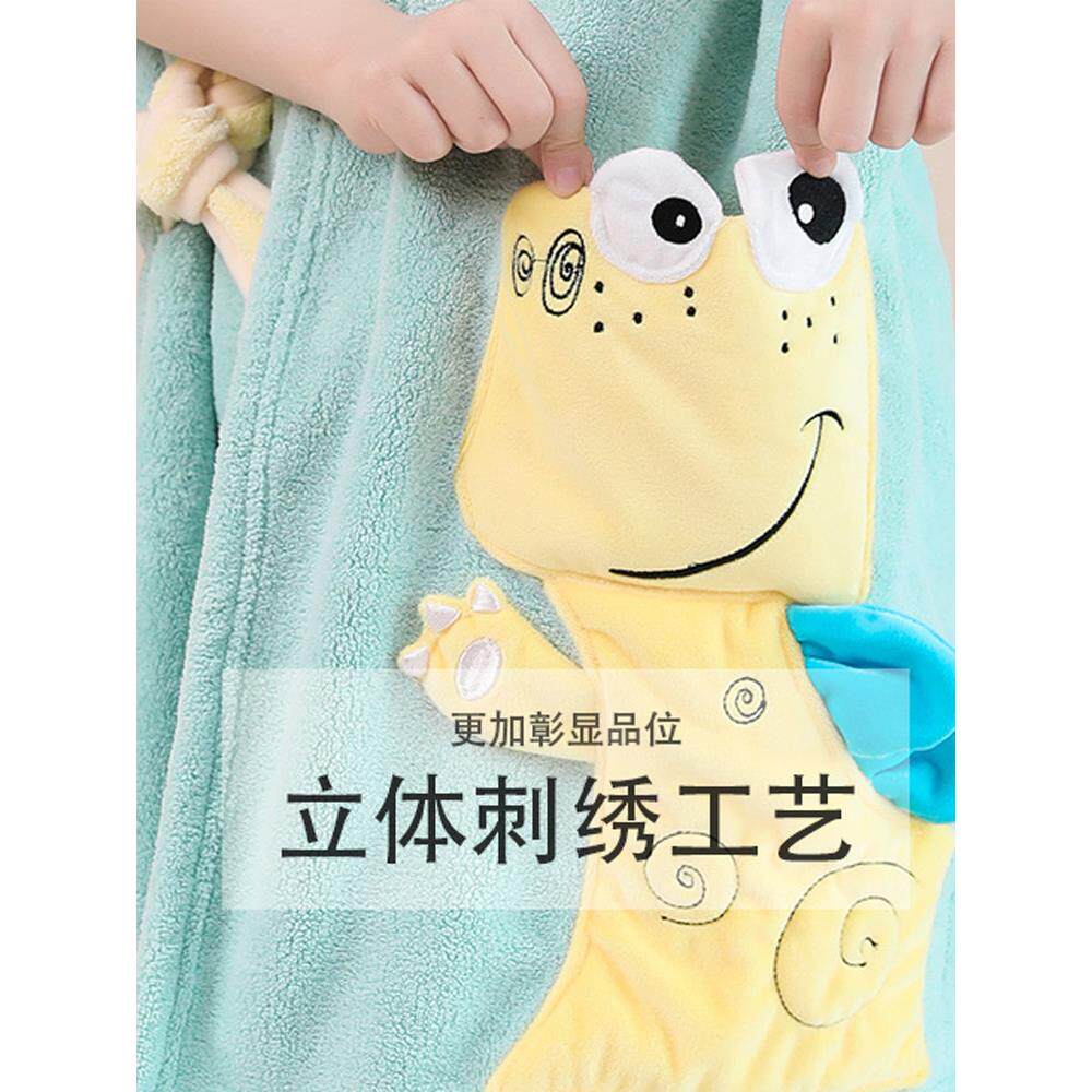 儿童可穿浴巾式睡袍浴巾洗澡宝宝男女童连帽斗篷浴袍游泳加厚吸水