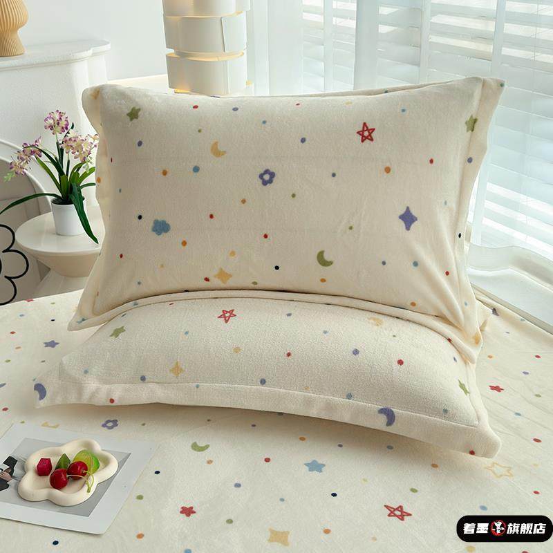 牛奶绒枕套2025新款冬季一对装保暖珊瑚绒枕芯内胆套儿童枕头套罩