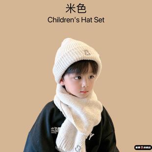 保暖护耳帽儿童冬季加绒帽小学生加厚防寒帽中大童围巾帽子两件套
