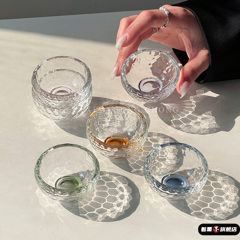 日式清酒杯小酒杯彩色琉璃杯迷你小杯子冰酒