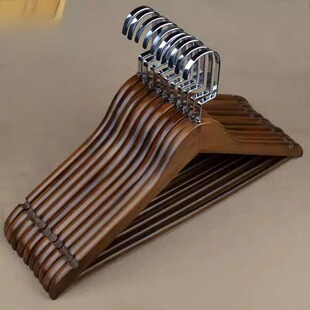 轻奢实木衣架复古木质衣架子成人衣撑裤 店酒店防滑木头衣挂 架服装