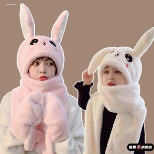 亲子防风帽护脸冬季女儿童挡风帽子围巾一体骑电动车男防寒帽面罩