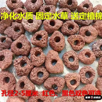 水草定植火山石环大块红色黑色水草种植环小块环水草沉底固定底座