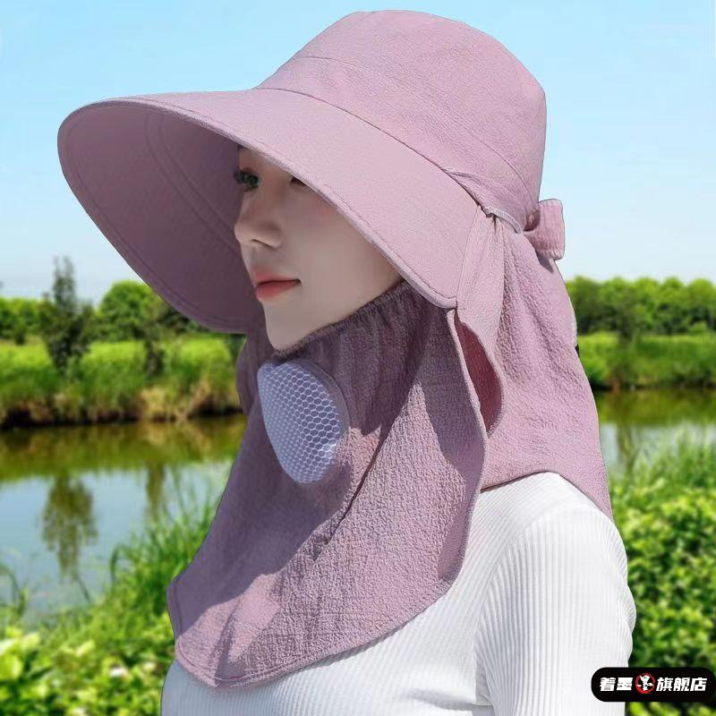 棉料采茶帽女防晒帽子高档防晒帽防紫外线中