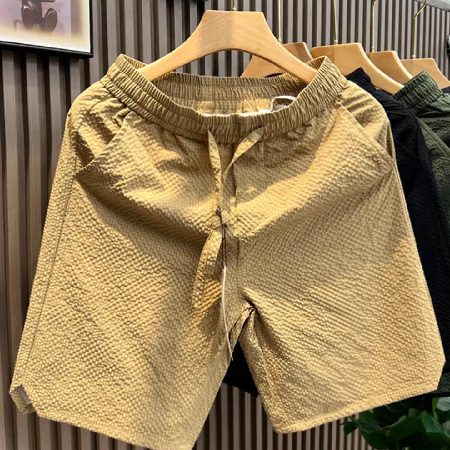 沙滩短裤男速干可下水泡泡纱夏季薄款冰丝休闲中裤子美式宽松运动