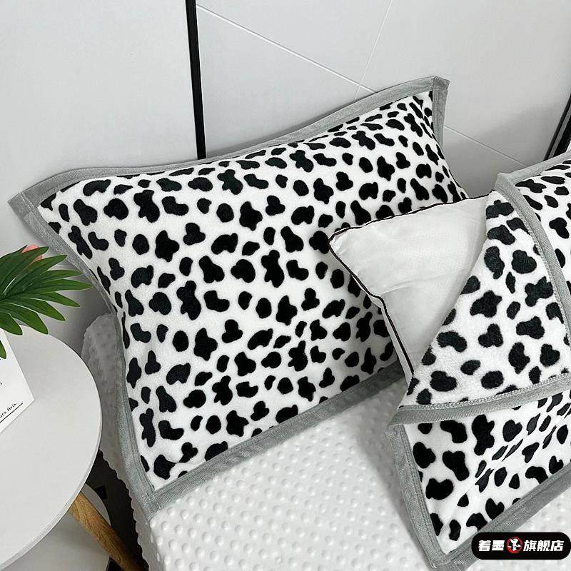 法兰绒枕巾加厚一祇一对装珊瑚绒枕套法兰绒牛奶绒枕头巾奶牛绒面