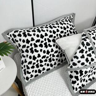 法兰绒枕巾加厚一祇一对装珊瑚绒枕套法兰绒牛奶绒枕头巾奶牛绒面