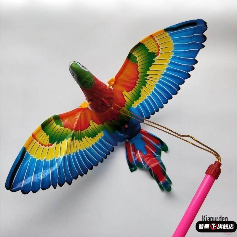 小鸟玩具翅膀会动电动 吊线鹦鹉会叫玩具 彷真提线能飞鸟老鹰玩具