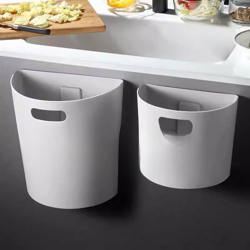 免打孔壁挂式厨房悬挂橱柜门悬挂垃圾桶 家用垃圾筒挂壁卫生间