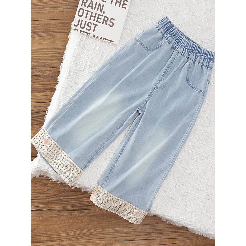 女童天丝直筒牛仔裤儿童夏装2026新款中大童女孩裤子夏窄版阔腿裤