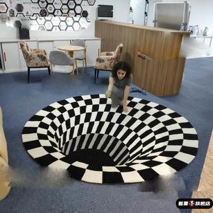 天津眩晕地毯3d立体地垫视觉入门黑洞圆形吓人深坑深渊错觉崔黄口