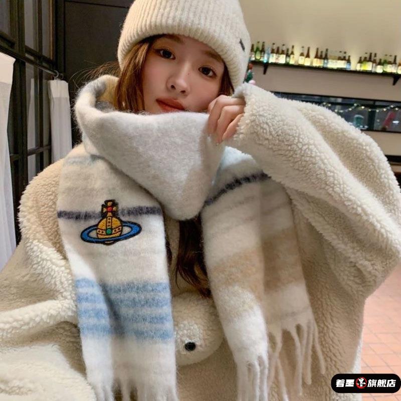 西太后围巾女秋冬氛围感新款土星刺绣小众高