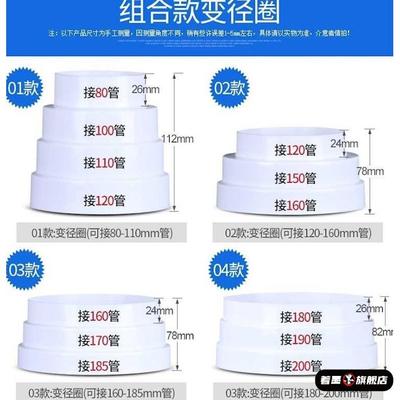 抽油烟机排烟管变径管大转小转换接头厨房烟道变径圈排风管变径器