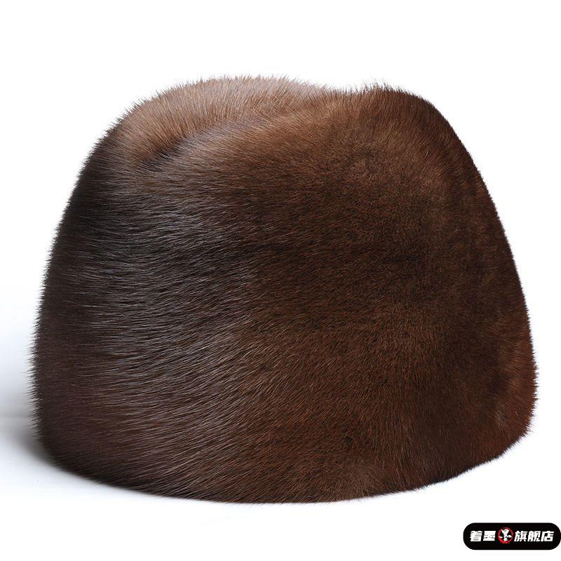 著墨中老年人男士帽子冬季水貂仿