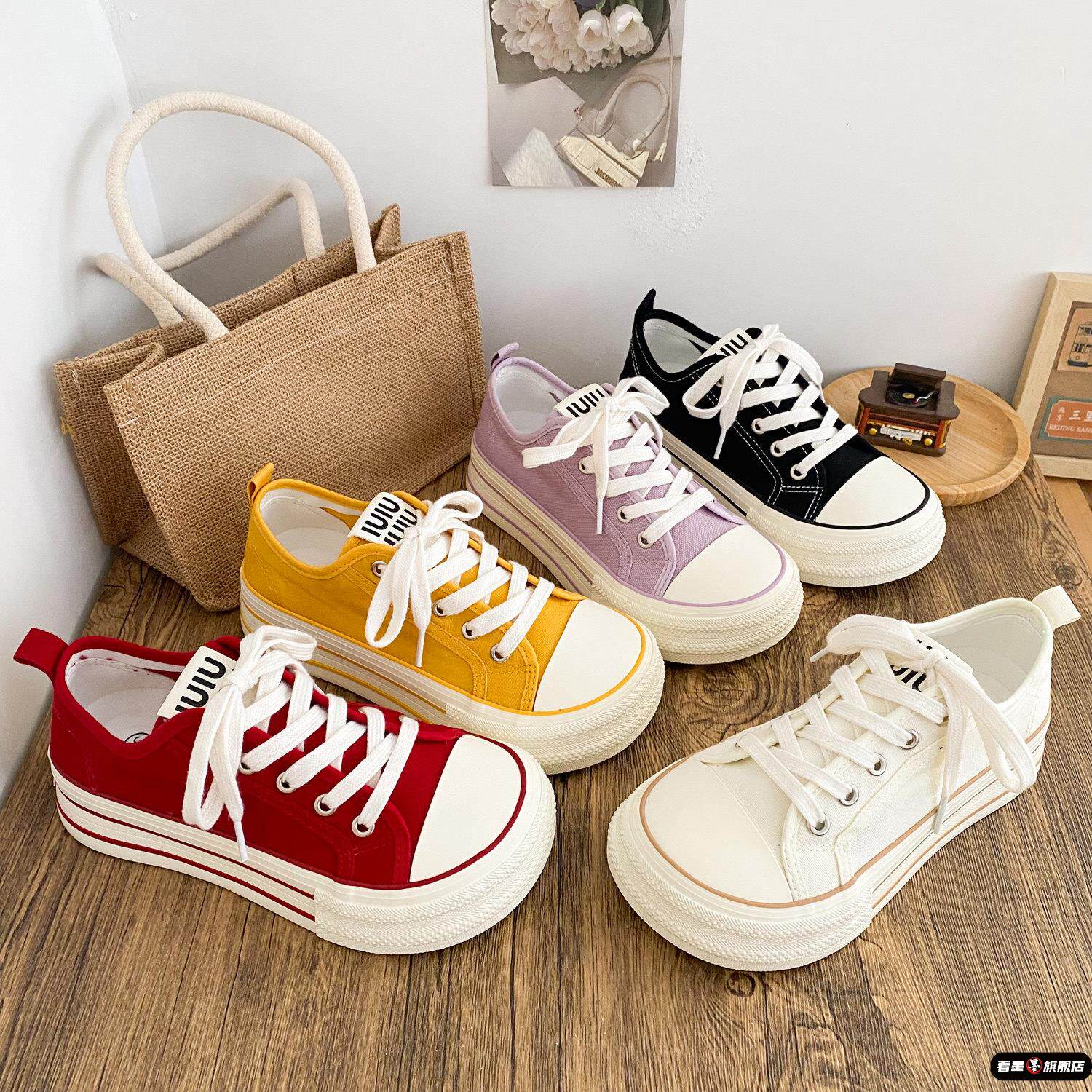 春季厚底帆布鞋女款厚底增高芒果头休闲新款百搭透气轻便软底板鞋