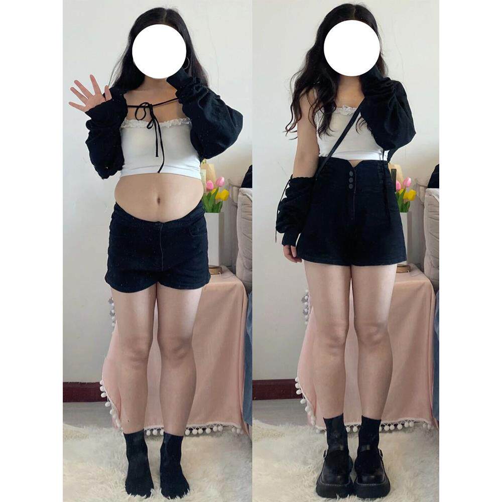 女夏高腰显瘦a字短裤弹力阔腿热裤子大码胖mm梨型身材穿搭牛仔裤