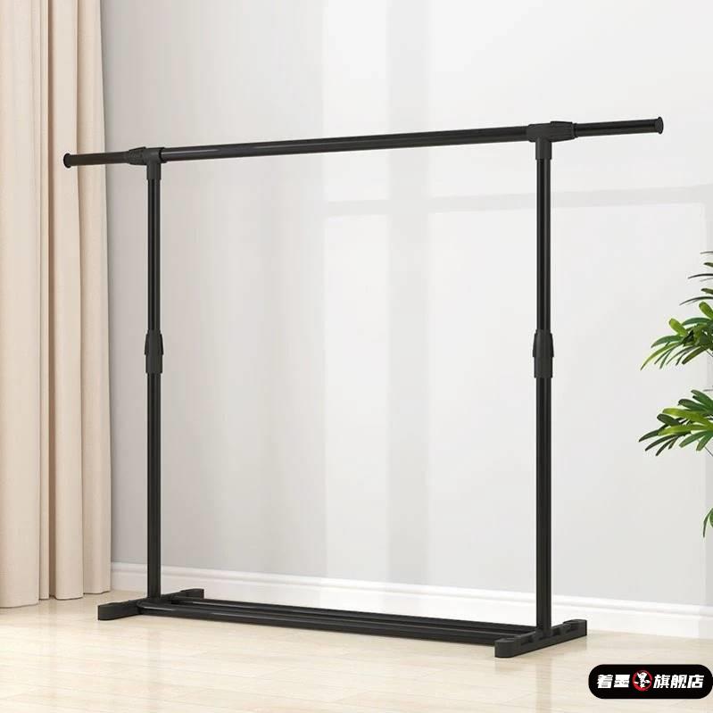 可升降简易单杆衣帽架双层衣架落地折叠挂摆