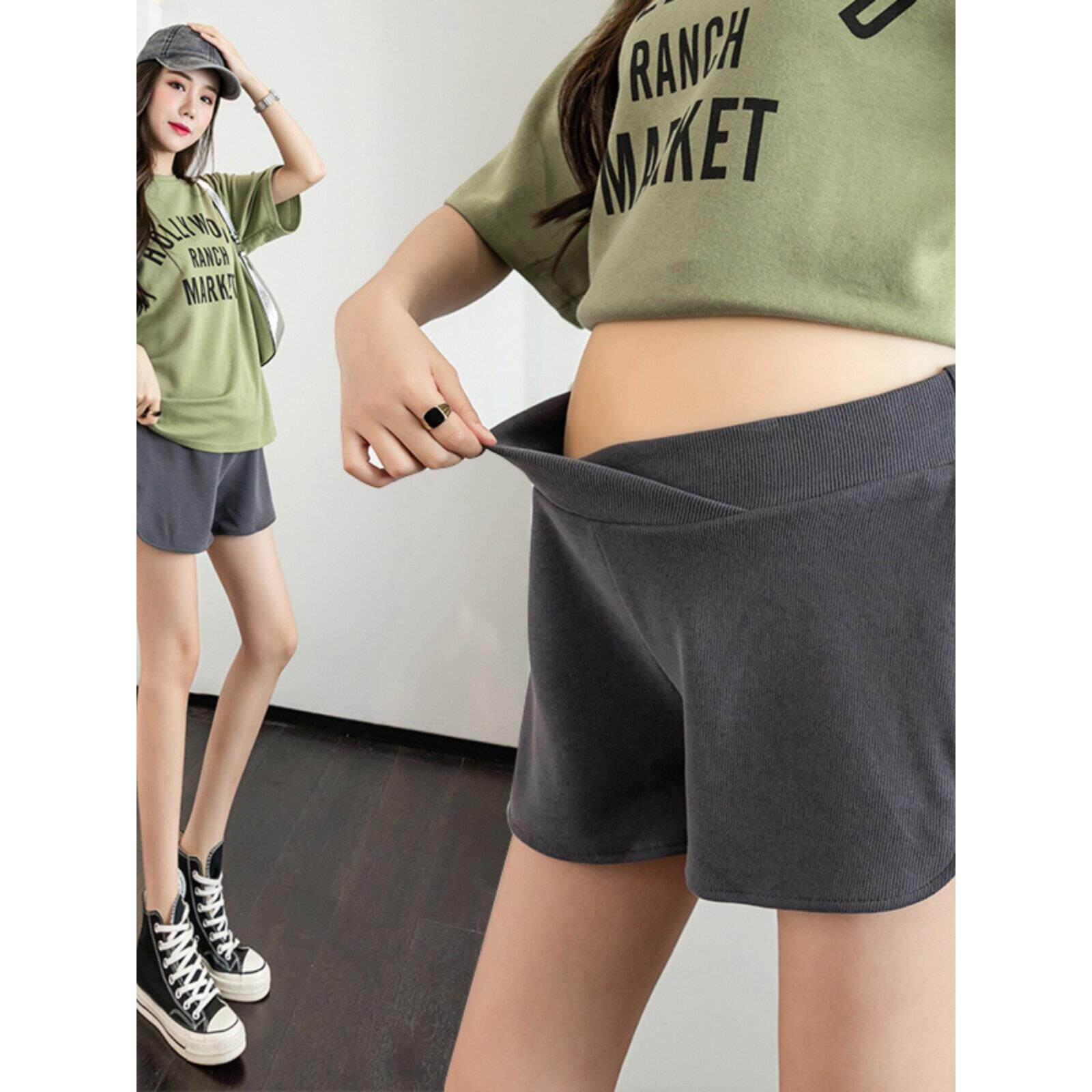 孕妇休闲运动托腹短裤夏季外穿时尚宽松大码薄款低腰裤子夏装短裤