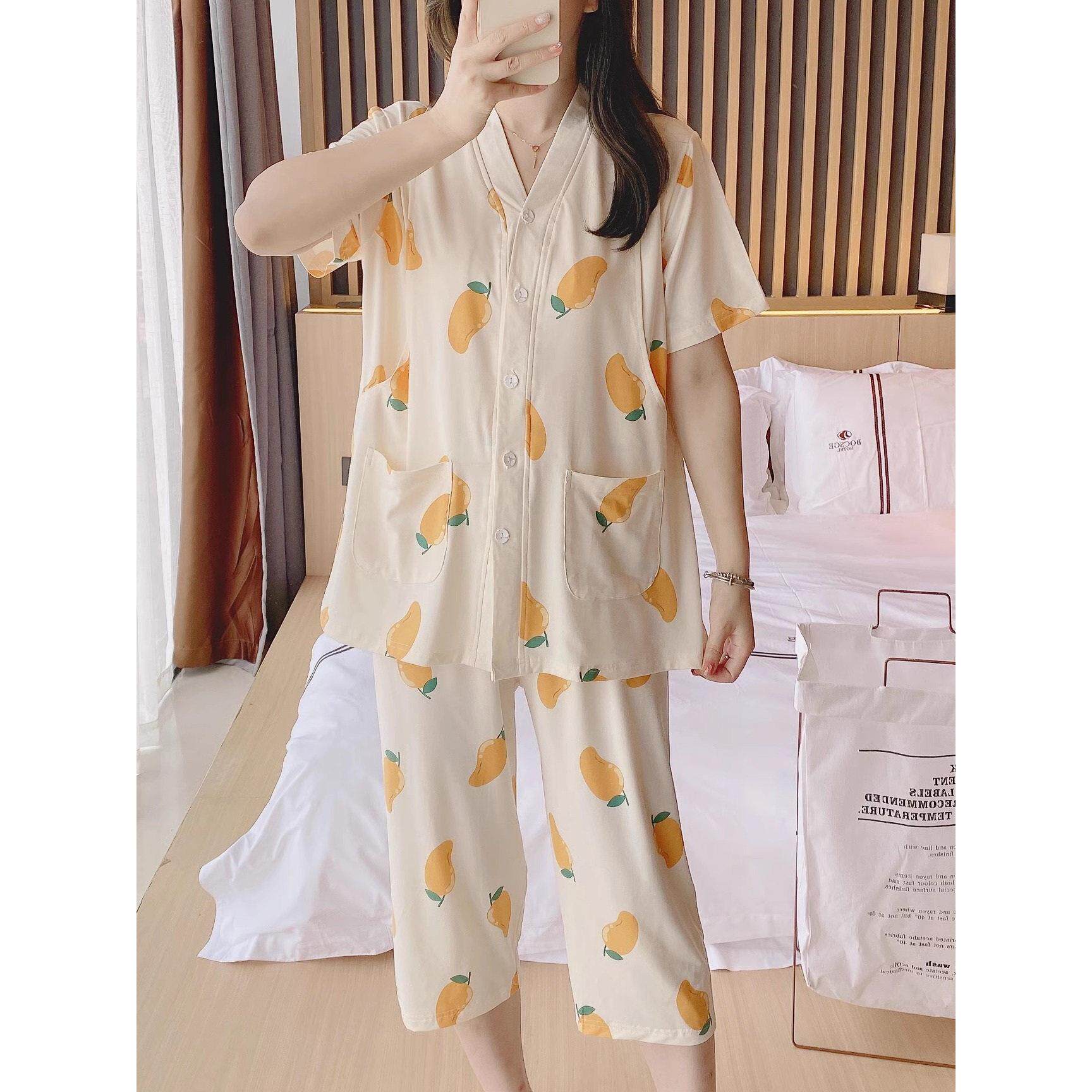 产妇夏季薄款透气吸汗月子服莫代尔冰丝产后哺乳睡衣孕妇舒适短袖