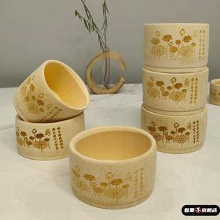 竹碗家用吃饭碗无漆竹制荷花碗大号儿童碗防摔竹子竹筒蒸饭碗商用