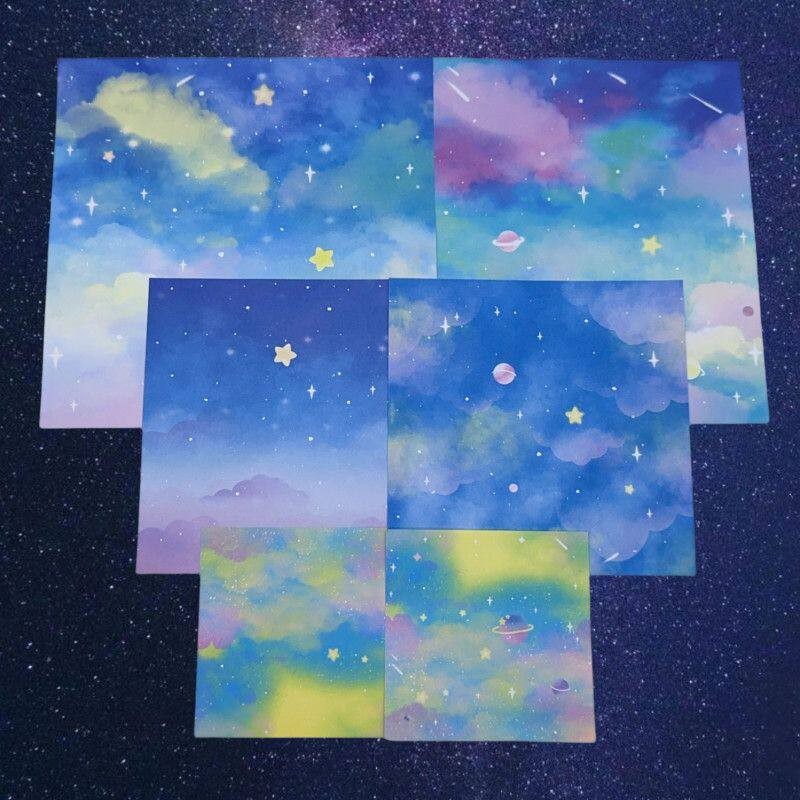 彩虹渐变正方形千纸鹤折纸星空纸双面方形印花手工星空图案背景纸