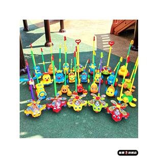 儿童学步手推飞机玩具推车轮独轮推推乐单杆学走路带响铃吐舌头