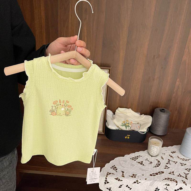 女童兔子印花透气网眼背心宝宝超软薄款背心夏季外穿透气儿童T恤
