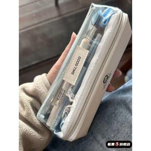 日系简约透明痛包笔袋轻奢小众不撞款极简风耐脏初高中生双层文艺清新精致2025年新款超火女生白色系铅笔袋