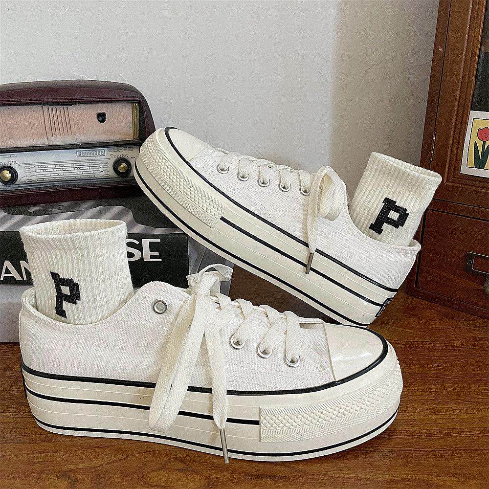 低帮休闲增高帆布鞋厚底女鞋休闲增2026春夏新款休闲布鞋百搭女鞋