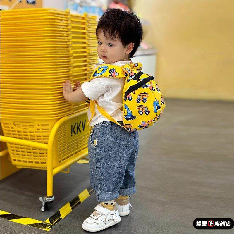 日本婴幼儿防走失小背包0-3岁早教班托班小书包卡通挖机男童背包