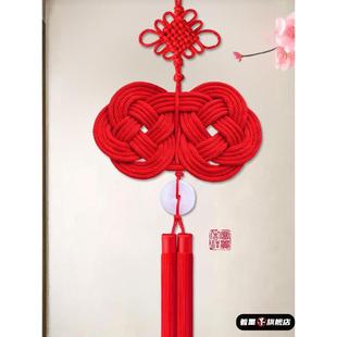 马年中国结入户门挂件双钱结大号客厅高档玄关玉石电视背景墙挂饰