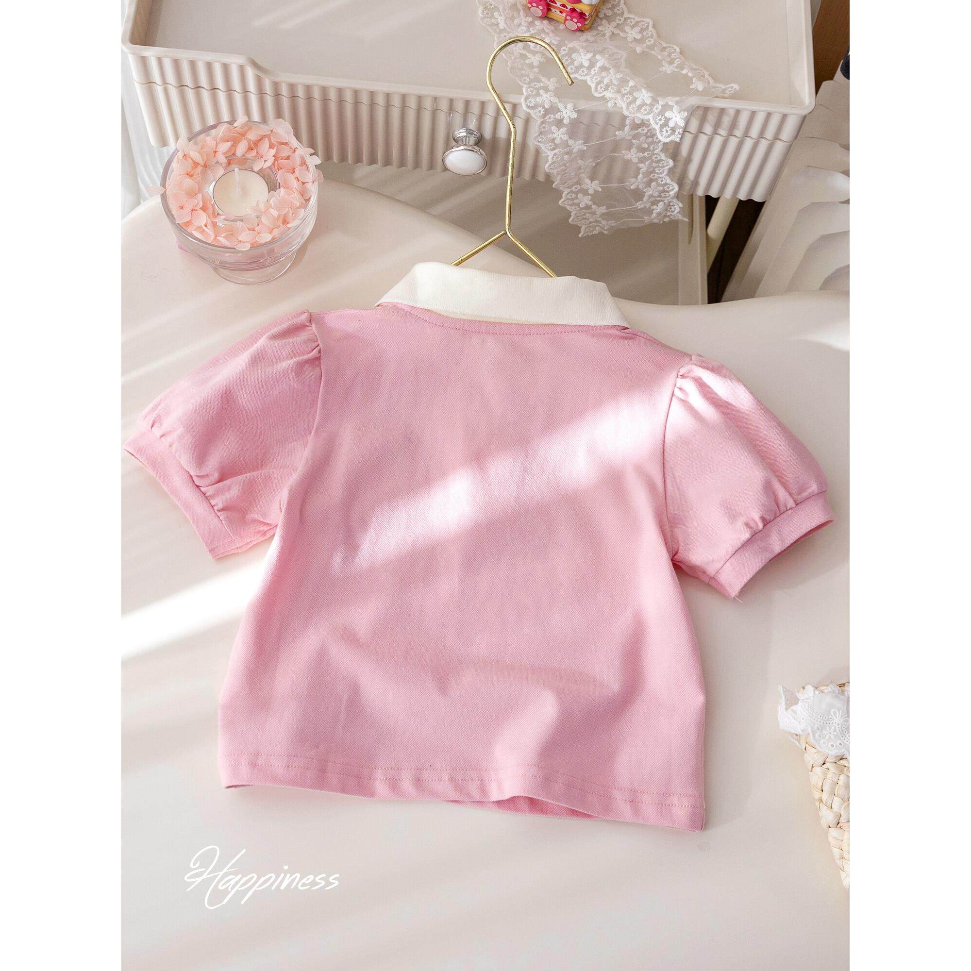 女童速干短袖POLO领t恤夏季2026新款韩版洋气刺绣中大童翻领上衣