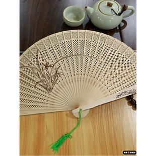 中国风苏州香木扇子檀香扇古风折扇女式檀木古典旗袍古扇汉服双面