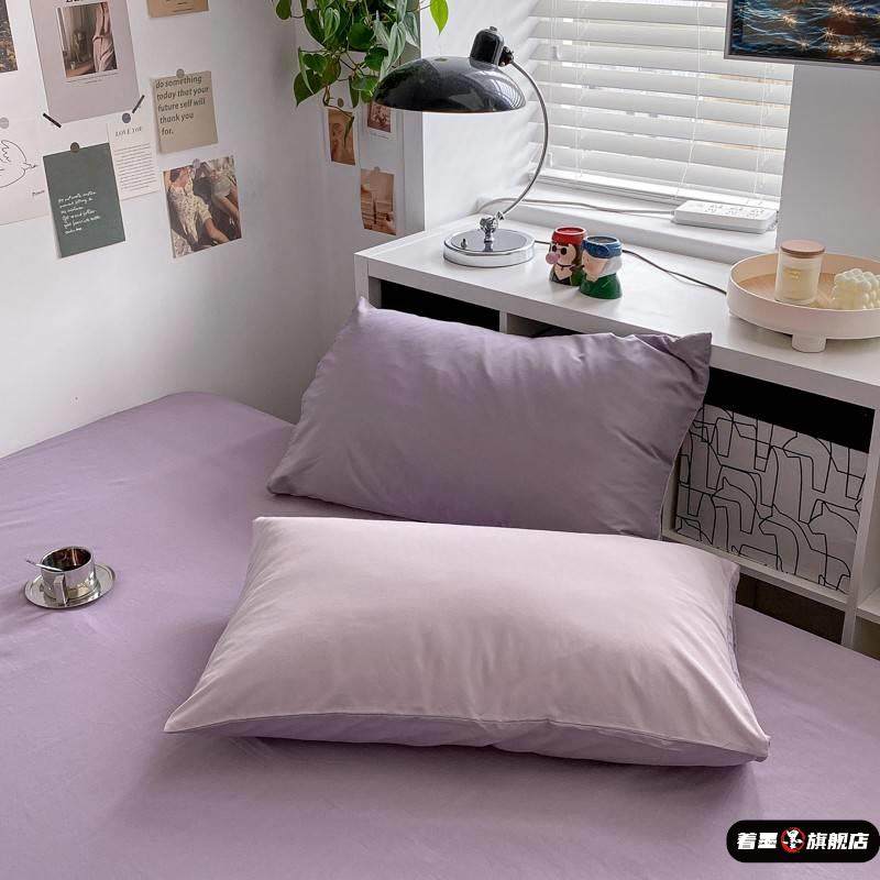 2025新款水洗棉枕套纯色AB版简约两只48*74cm单人一对一只枕头套,床上用品,枕套,淘宝优惠券,粉丝福利购,淘宝优惠卷
