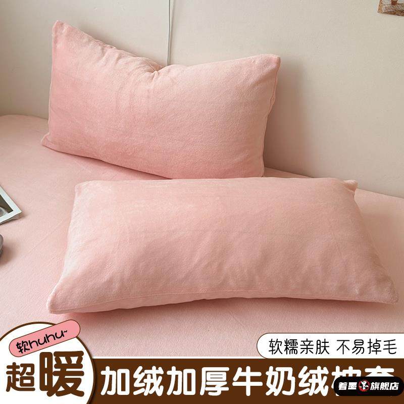 牛奶绒枕套2025新款冬枕头套单个枕芯隔离保护套一对装48cmx74cm