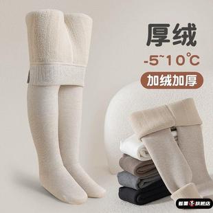 女童打底裤秋冬季加绒加厚款儿童白色舞蹈袜中厚宝宝羊绒踩脚裤子