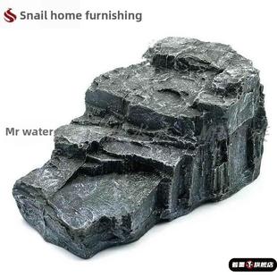 包邮乌龟晒台两栖树脂晒背台坡梯山洞岩石阶躲避穴鱼缸爬假山造景