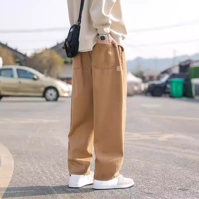 男士宽松直筒休闲裤2026年春季阔腿裤潮流舒适运动百搭男款长裤子