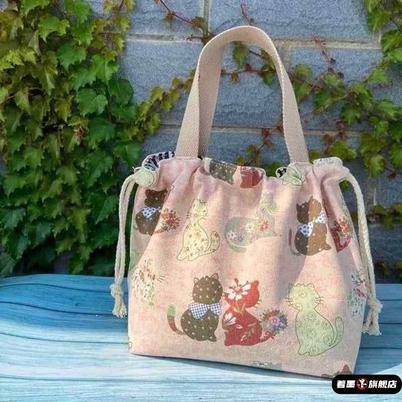 精致小布袋日式可爱手提包便当袋帆布包包饭盒袋午餐包抽绳手拎,箱包皮具/热销女包/男包,通用款女包,淘宝优惠券,粉丝福利购,淘宝优惠卷