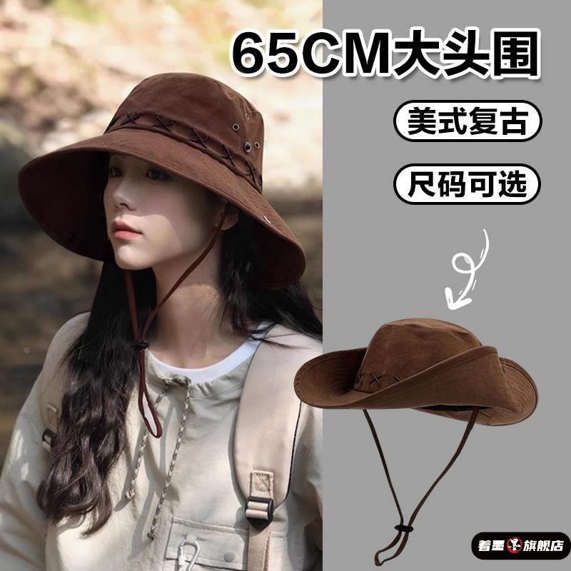 美式西部牛仔帽子女夏防晒渔夫帽川西旅游遮