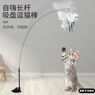 吸盘逗猫棒固定底座猫咪羽毛带铃铛新款成幼猫钢丝懒人自嗨猫玩具