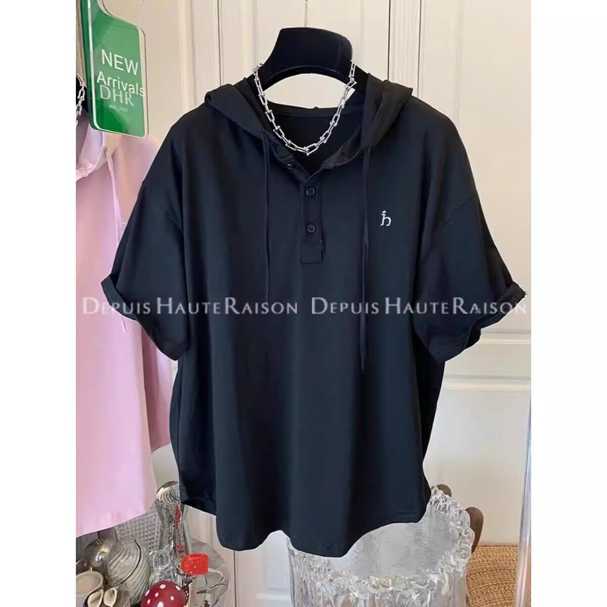 大码孕妇宽松运动上衣300斤加大版遮肉短袖女胖mm休闲显瘦连帽服