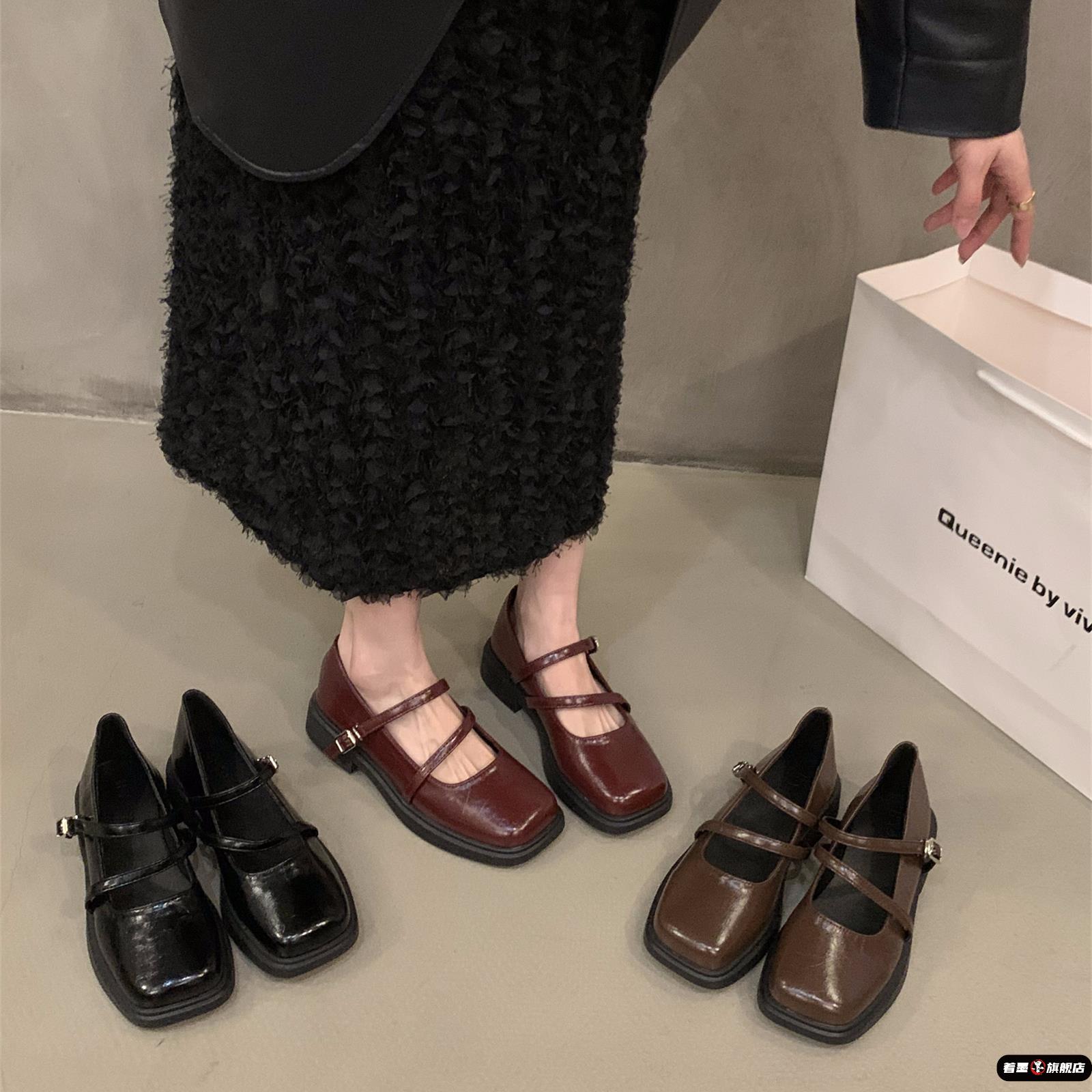 厚底方头英伦风小皮鞋女鞋子2025年新款春秋