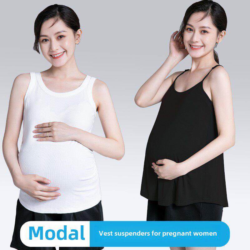 孕妇带胸垫吊带内搭夏季背心外穿上衣怀孕期薄款舒适无袖宽松打底