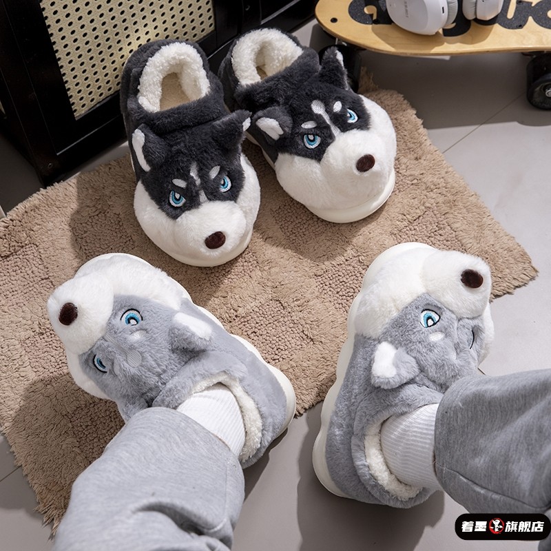 男士冬季包跟居家鞋棉拖鞋男家保暖情侣可爱