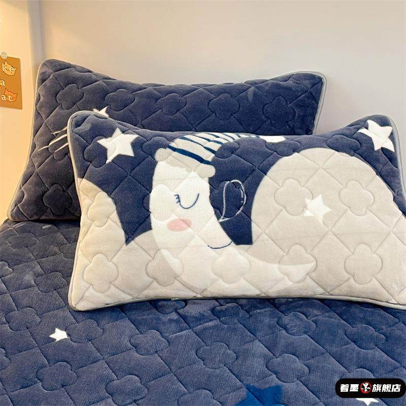 加厚牛奶绒枕套一对装珊瑚绒儿童卡通整头套法兰绒单人枕头保护套