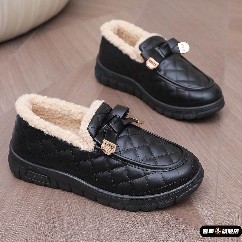 冬季豆豆鞋女新款时尚百搭加绒加厚平底防水防滑保暖女士妈妈棉鞋,女鞋,棉鞋,淘宝优惠券,粉丝福利购,淘宝优惠卷