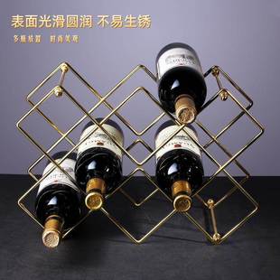 饰品轻奢现代简约欧式 红酒网格架置物酒架客厅酒柜家用餐桌装 摆件
