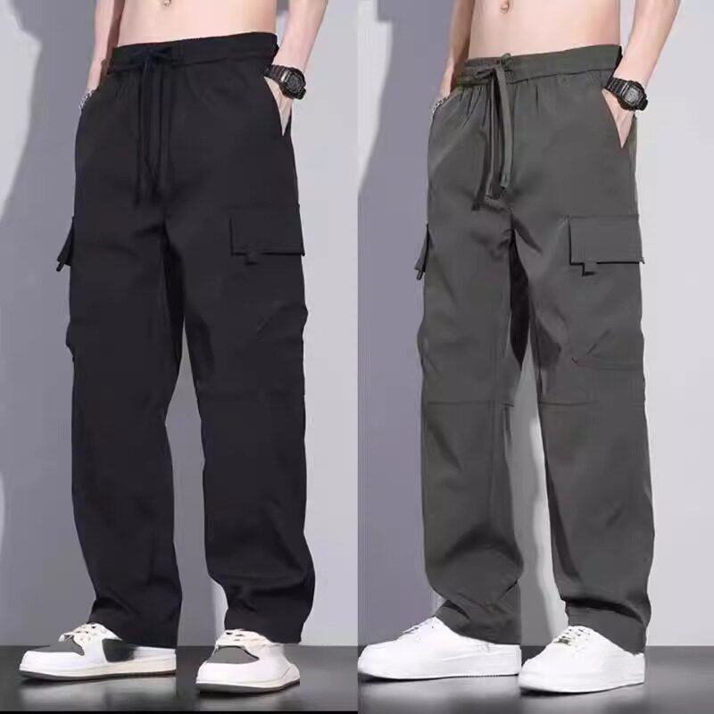 男款夏天耐磨阔腿工装裤工装大口袋休闲裤春秋夏季薄款直筒运动裤